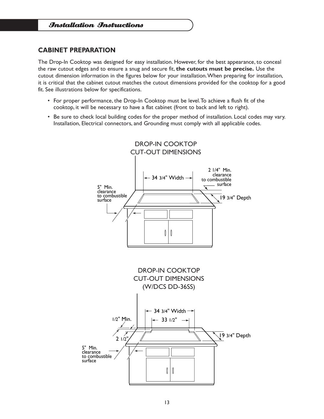 DCS CT-365BL, CT-365GN manual Cabinet Preparation, DROP-IN Cooktop CUT-OUT Dimensions 