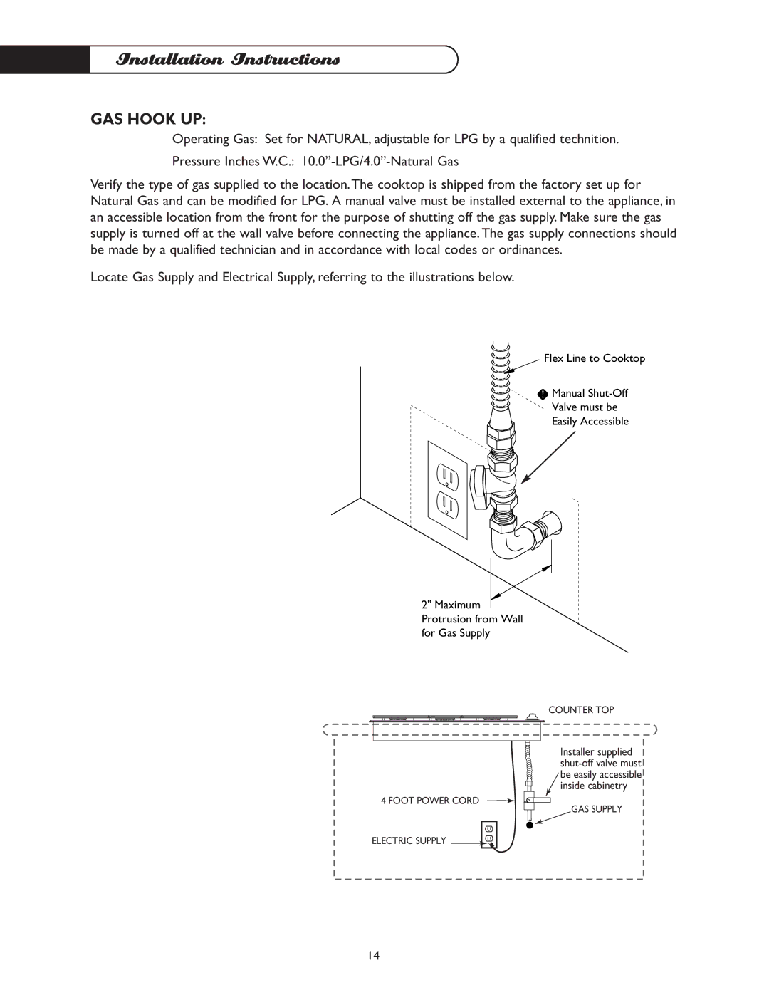 DCS CT-365GN, CT-365BL manual GAS Hook UP 