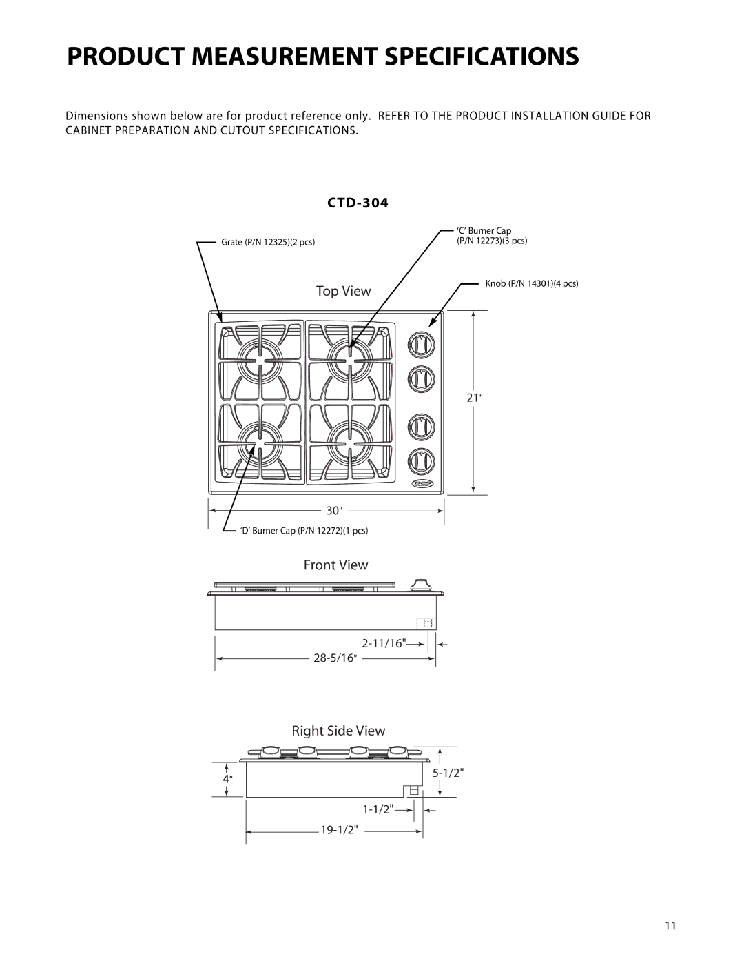 DCS CTD-304, CTD-365 manual Top View 