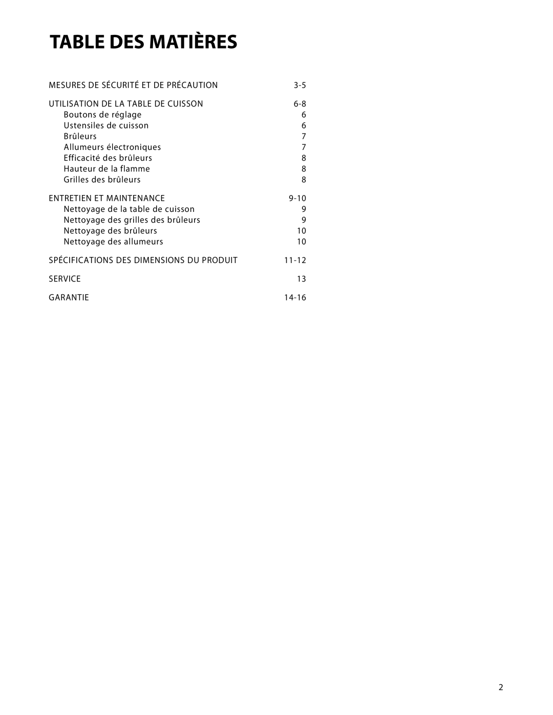 DCS CTD-304, CTD-365 manual Table DES Matières, Entretien ET Maintenance 