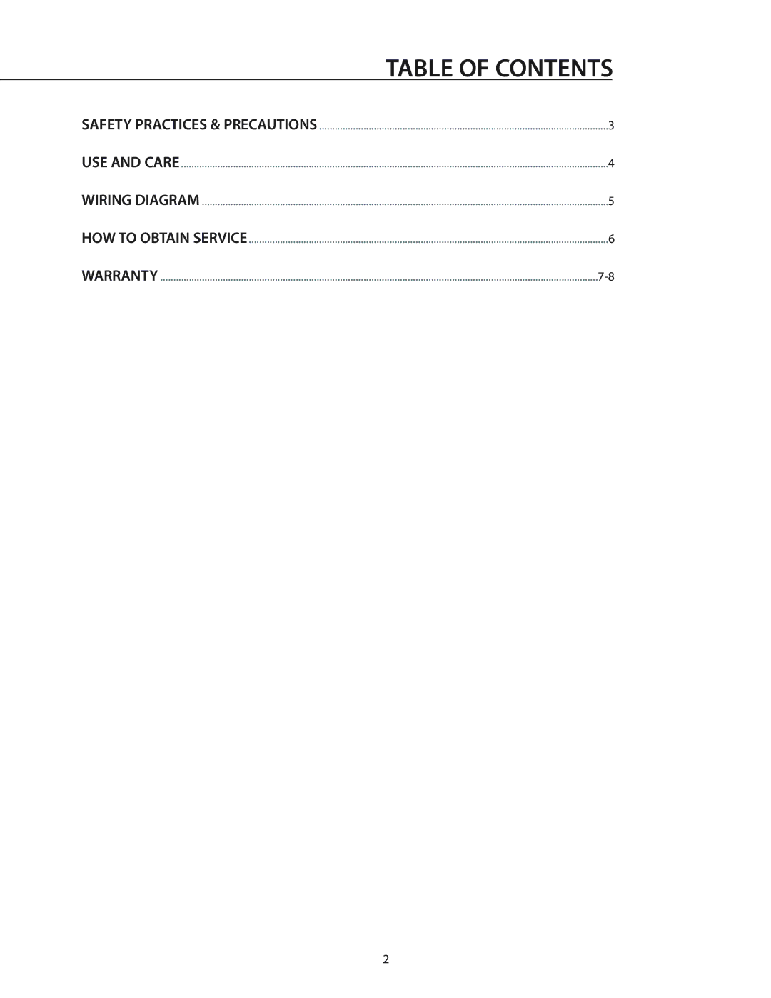 DCS DD-36SS, DD-30SS manual Table of Contents 