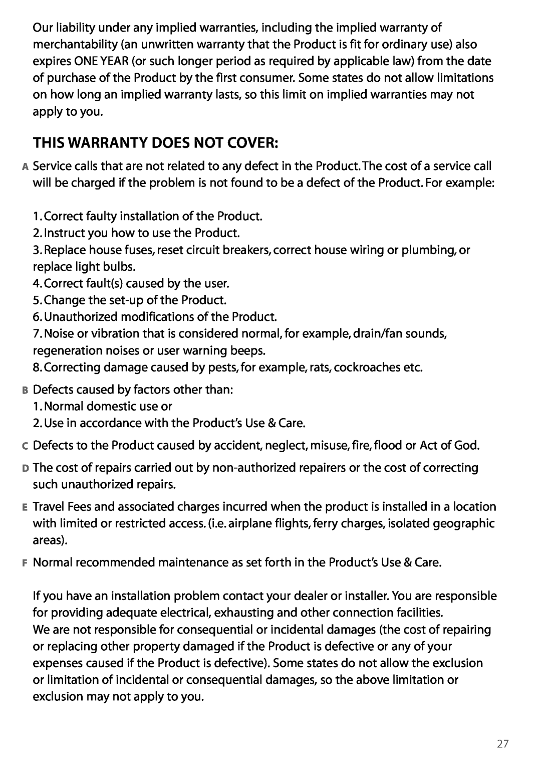 DCS DD124, DD224 manual This Warranty Does Not Cover 
