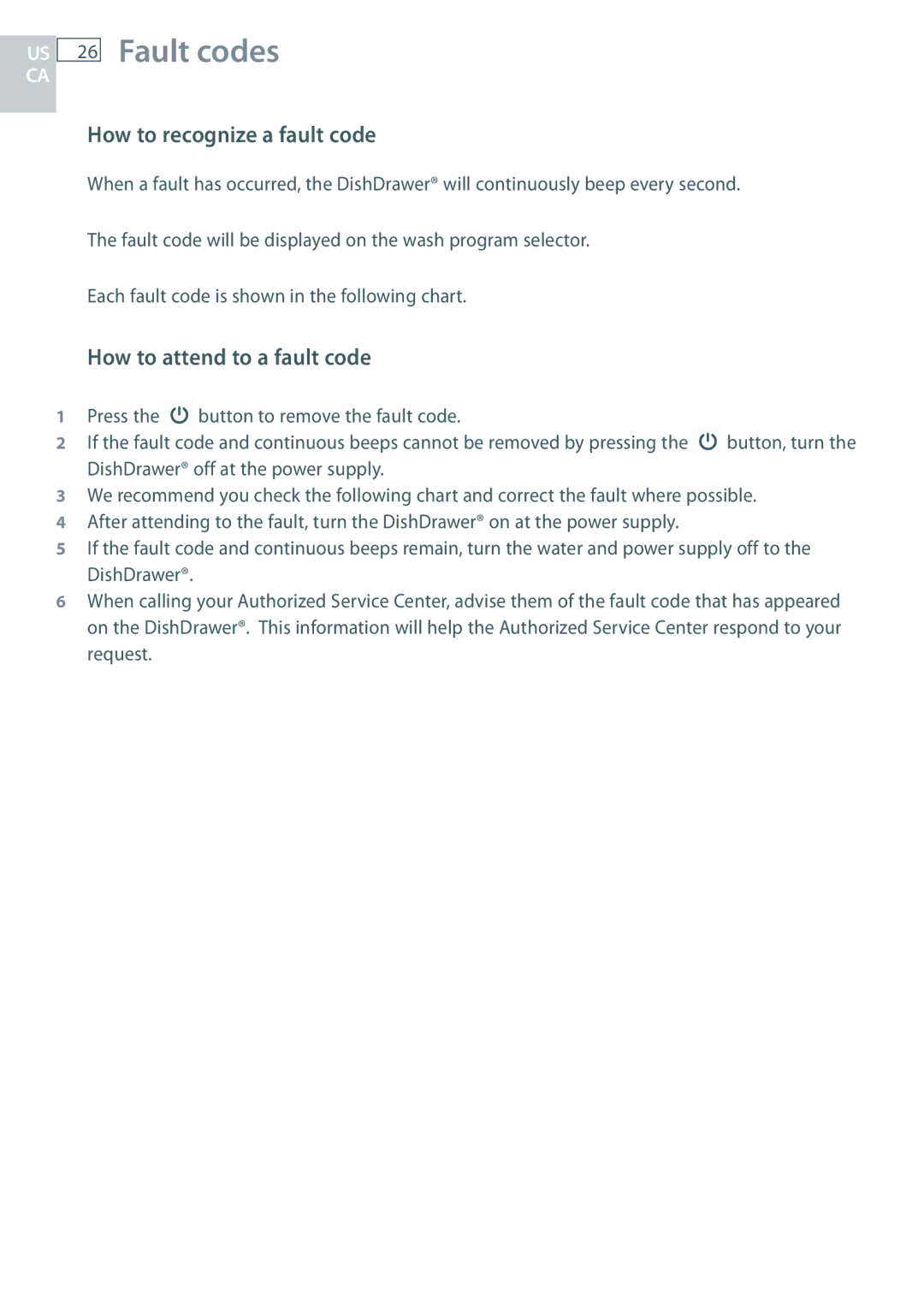 DCS DD24 manual Fault codes, How to recognize a fault code, How to attend to a fault code 