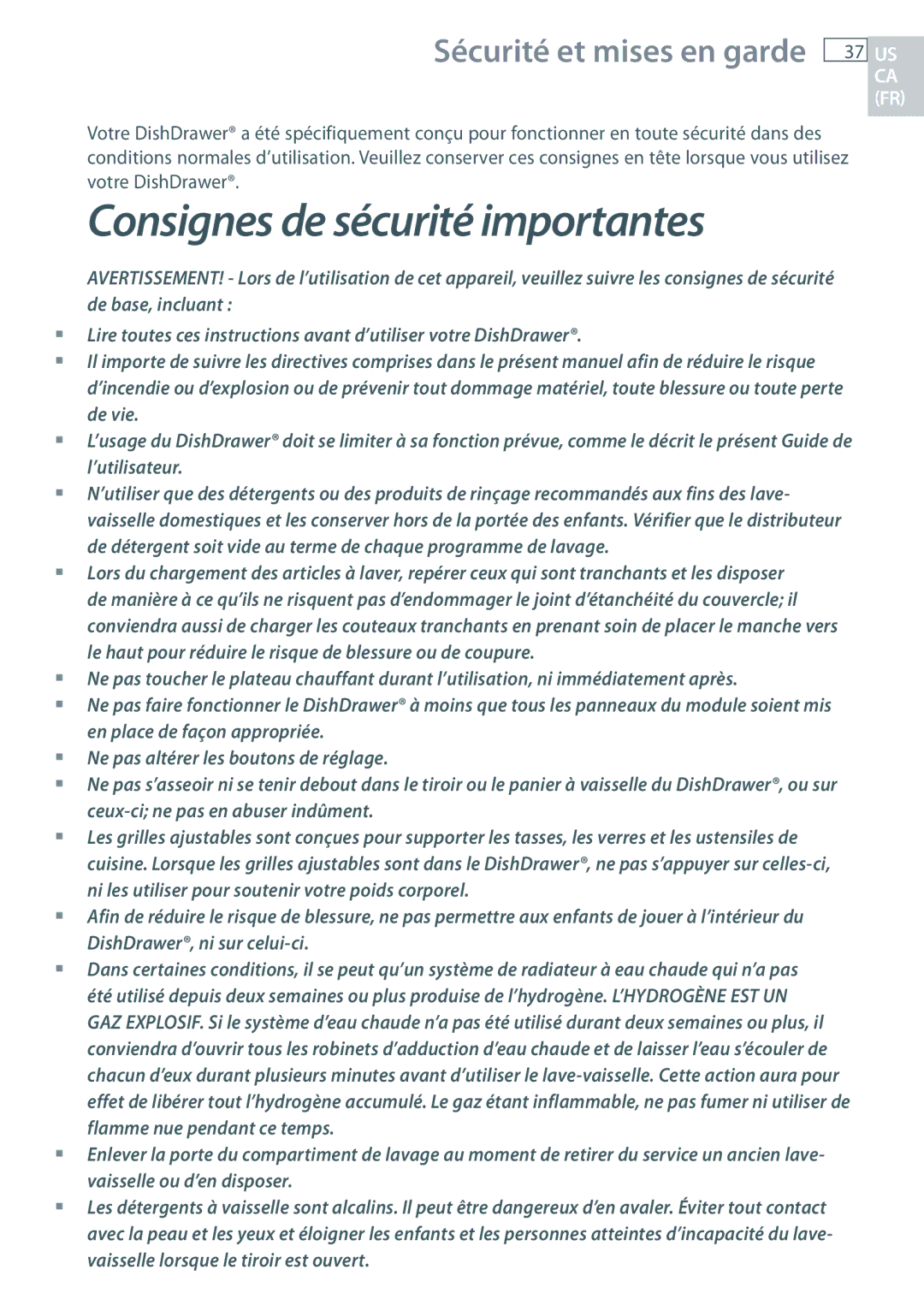 DCS DD24 manual Consignes de sécurité importantes 