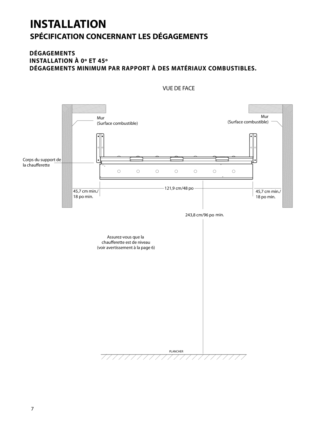 DCS DRH-48N manual Spécification Concernant LES Dégagements 