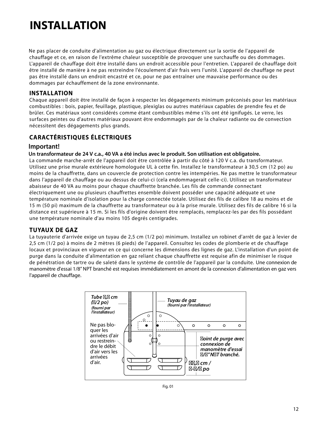 DCS DRH-48N manual Installation, Caractéristiques Électriques, Tuyaux DE GAZ 