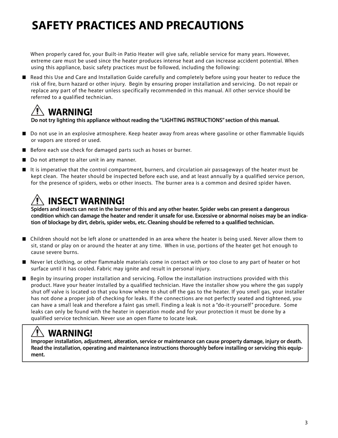 DCS DRH-48N manual Safety Practices and Precautions, Insect Warning 