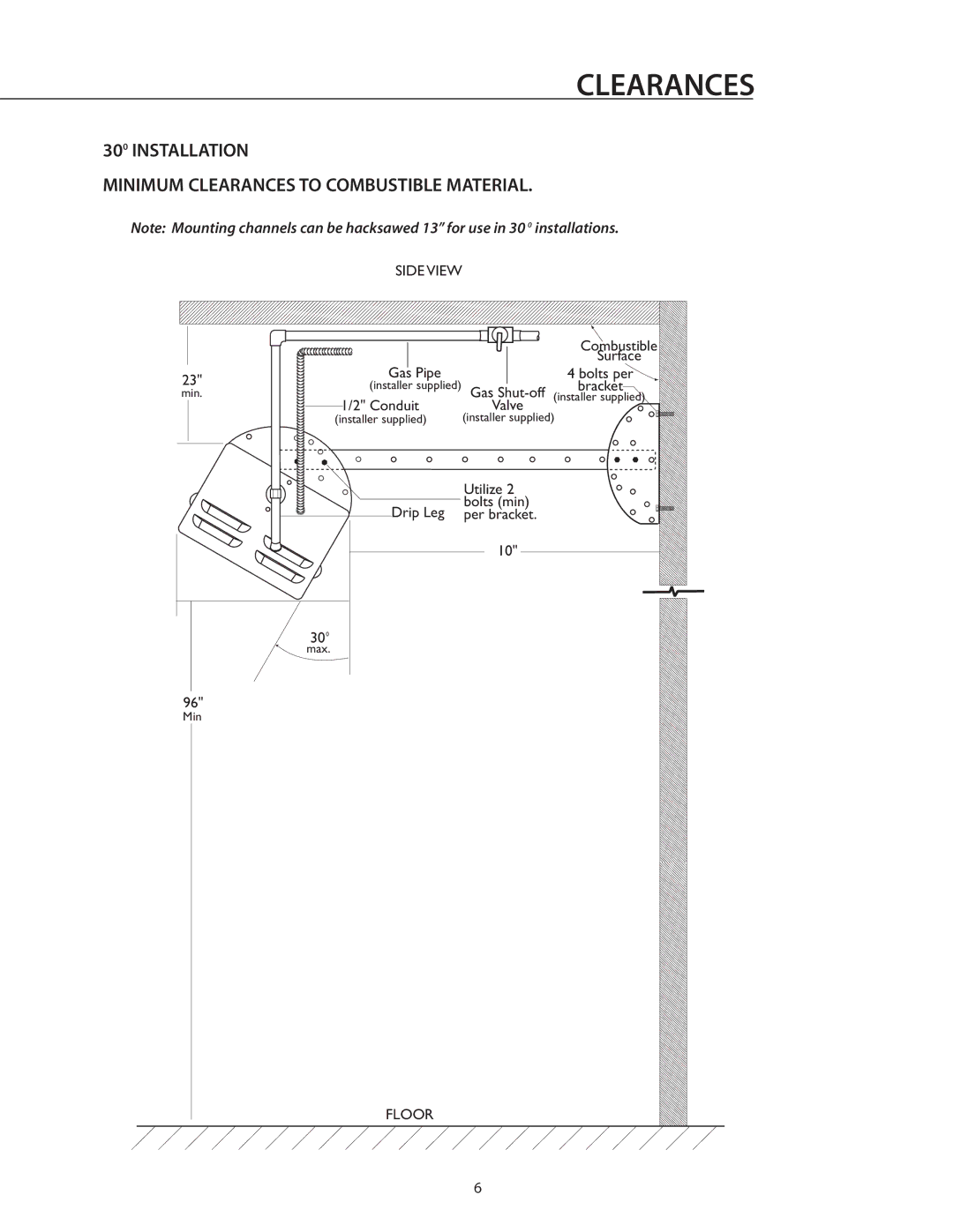 DCS DRH48N installation instructions Clearances, Side View 