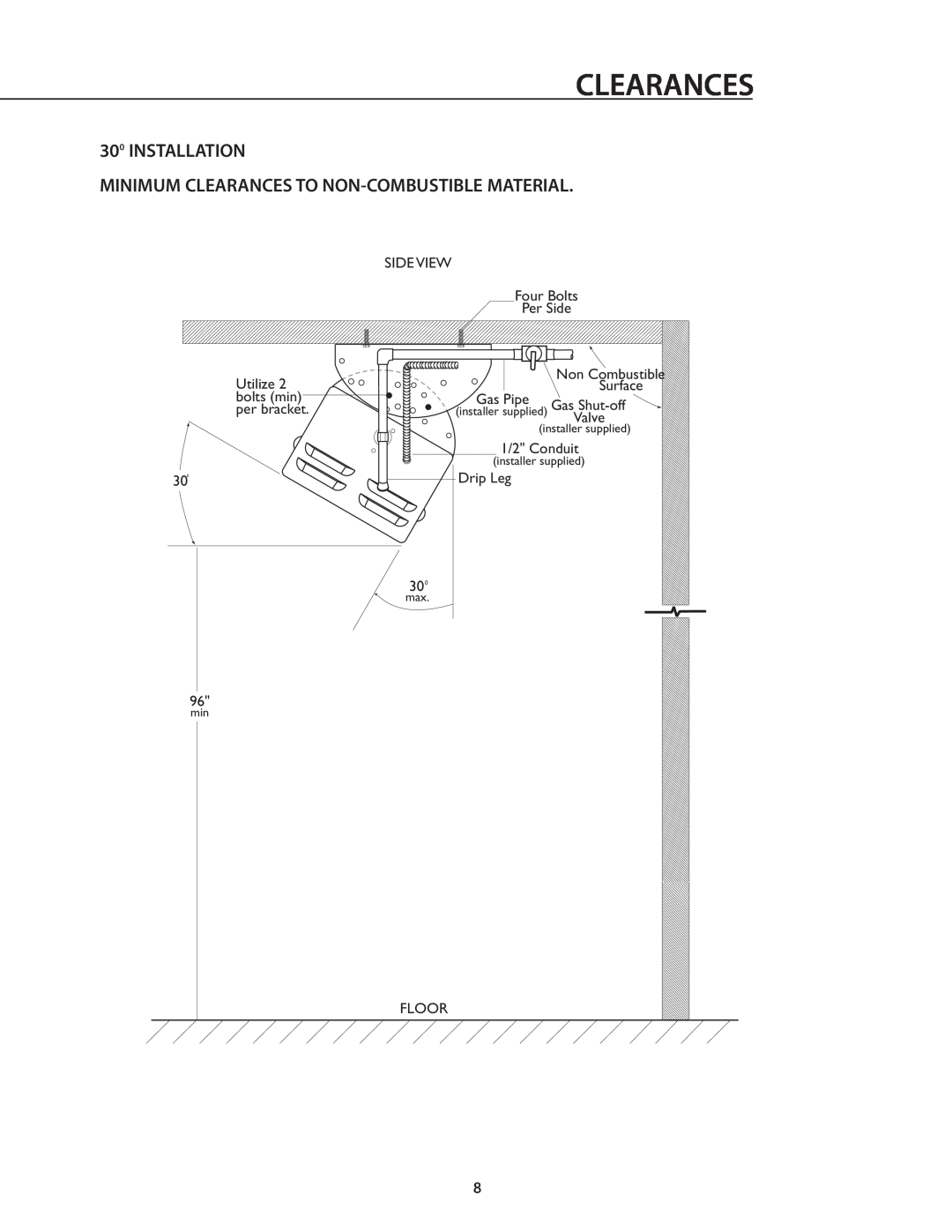 DCS DRH48N installation instructions Installation, Minimum Clearances To Non-Combustiblematerial 