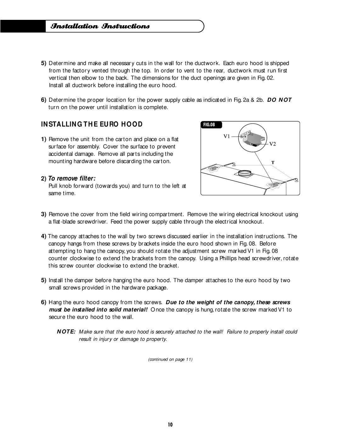 DCS EH-36SS, EH-30SS manual To remove filter 