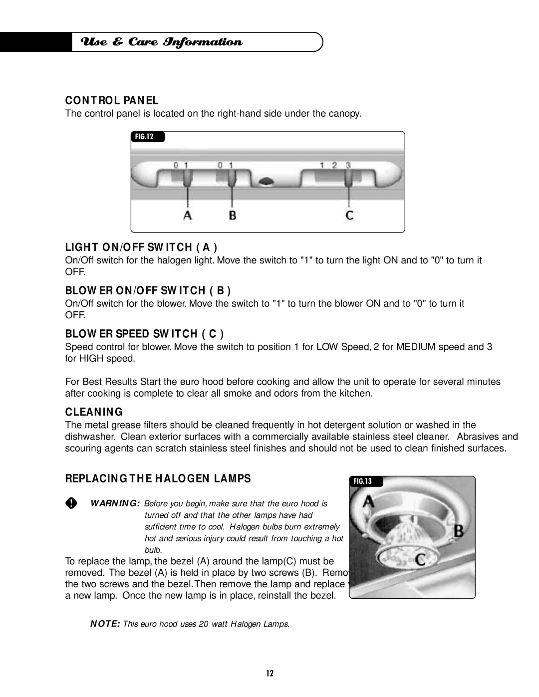 DCS EH-36SS, EH-30SS manual Use & Care Information 