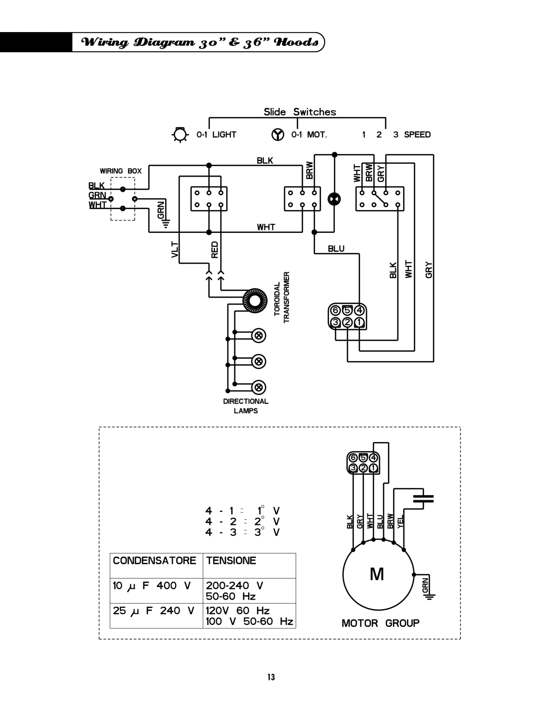 DCS EH-30SS, EH-36SS manual Wiring Diagram 30 & 36 Hoods 