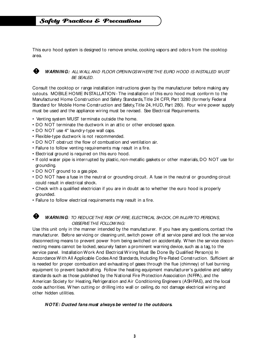 DCS EH-30SS, EH-36SS manual Safety Practices & Precautions, Observe the Following 