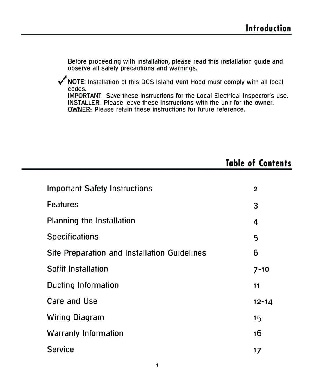 DCS IVH-48 installation instructions Introduction 