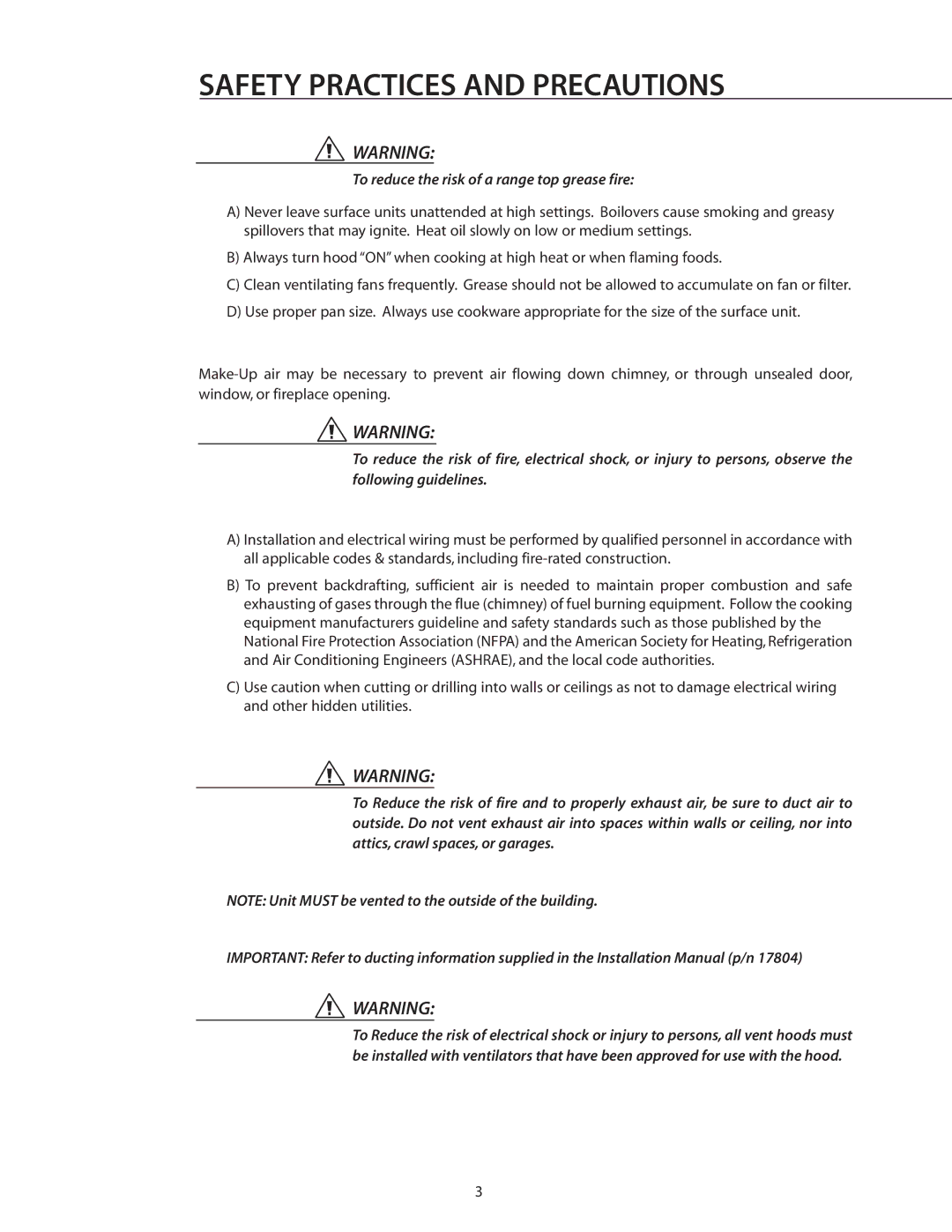 DCS IVS40, IVS52 manual Safety Practices and Precautions, To reduce the risk of a range top grease fire 