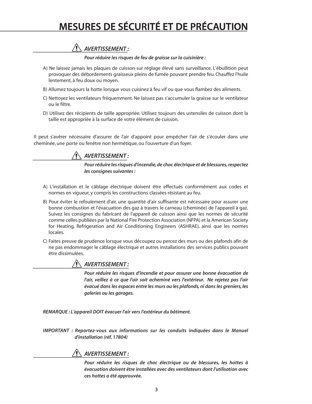 DCS IVS52, IVS40 manual Mesures De Sécurité Et De Précaution, Avertissement 