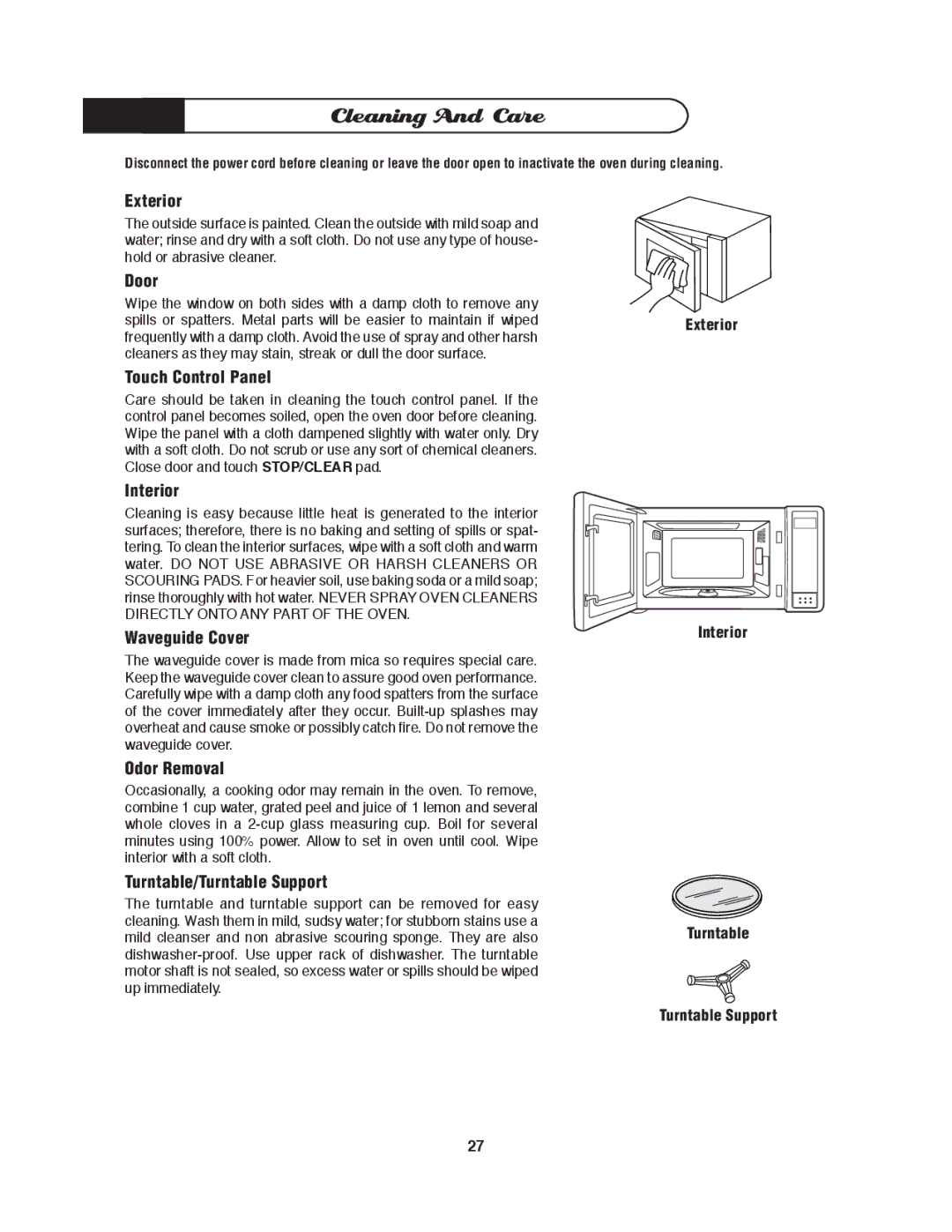 DCS MO-24SS manual Cleaning And Care 