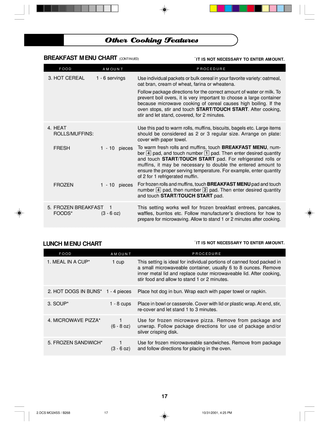 DCS MO24SS manual IT is not Necessary to Enter Amount, Touch START/TOUCH Start pad 