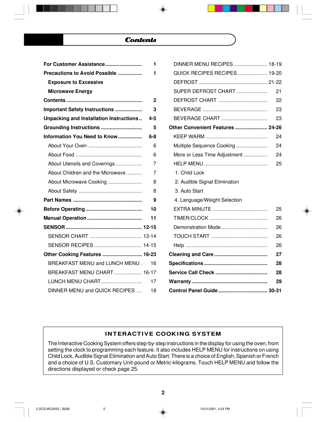 DCS MO24SS manual Contents 