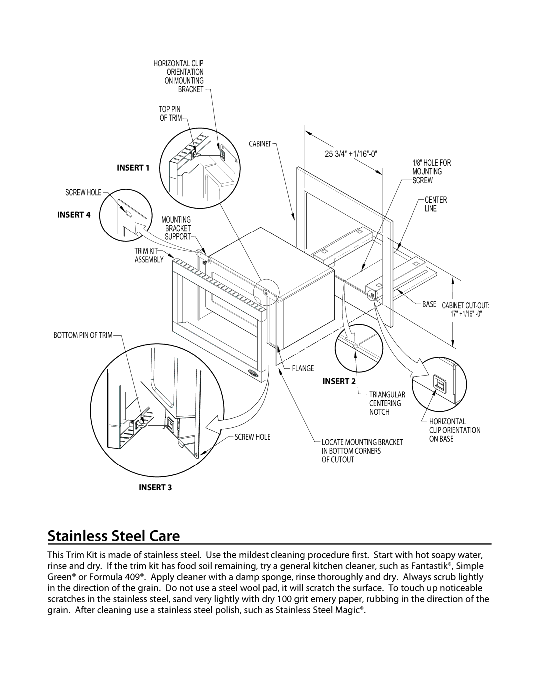 DCS MOTTK30 installation instructions Stainless Steel Care 