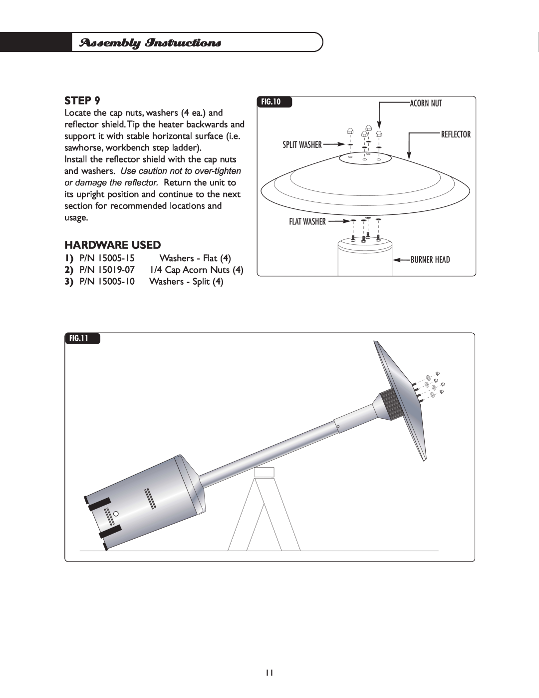 DCS PHFS-DW-SS, PHFS-DW-BK, PHFS-DWWT, PHFS-DW-BL, PHFS-DW-GN, PHFS-DW-BZ manual Assembly Instructions, Step, Hardware Used 