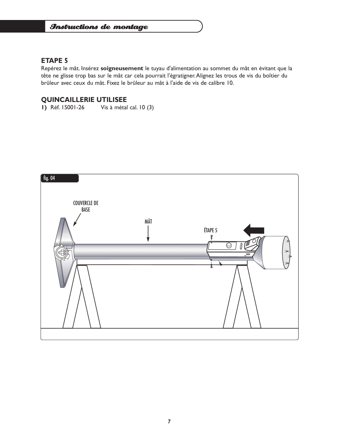 DCS PHFS-DW-SS, PHFS-DW-BK, PHFS-DWWT, PHFS-DW-BL, PHFS-DW-GN, PHFS-DW-BZ manual Instructions de montage, Etape 