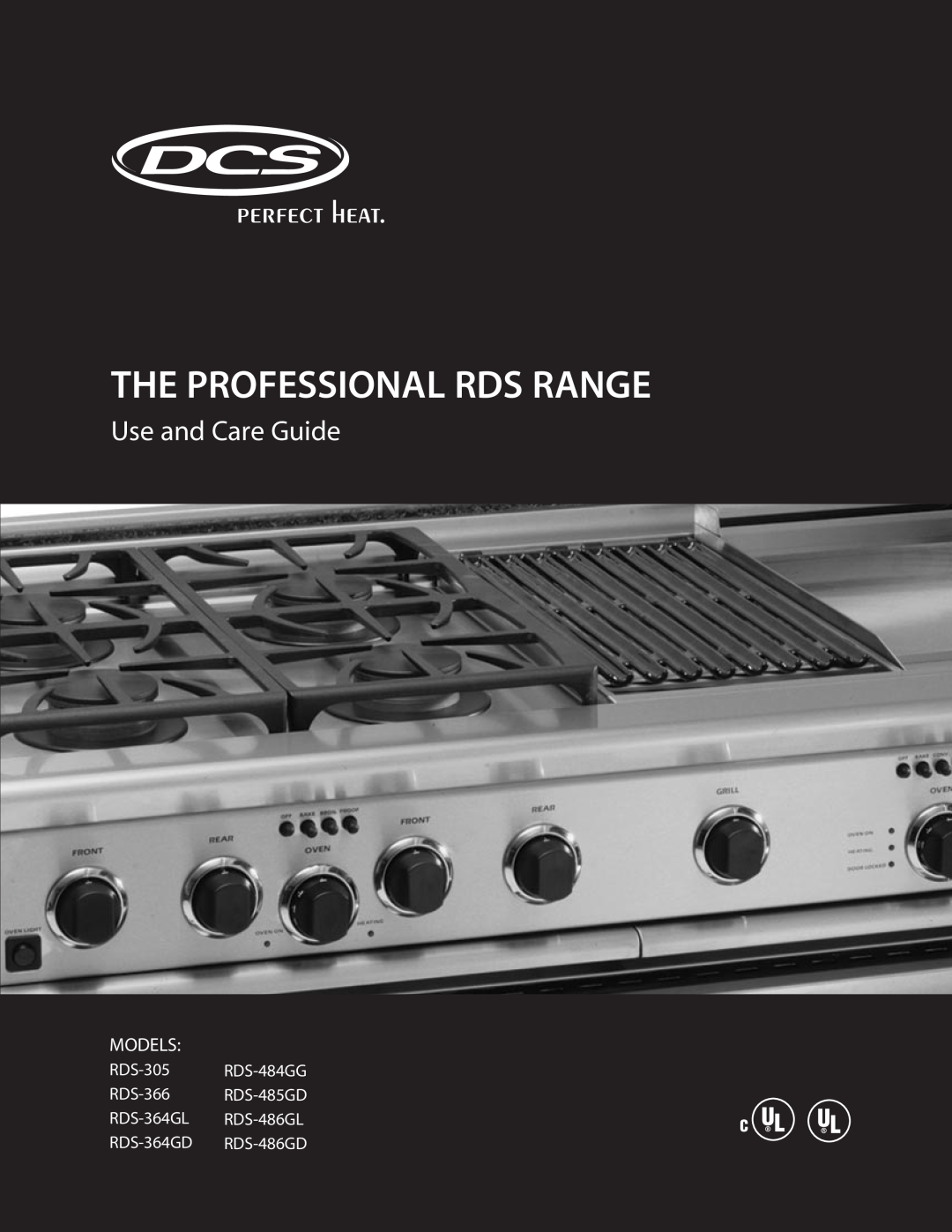 DCS RDS-305 manual The Professional Rds Range, Use and Care Guide, Models, RDS-364GD RDS-486GD 