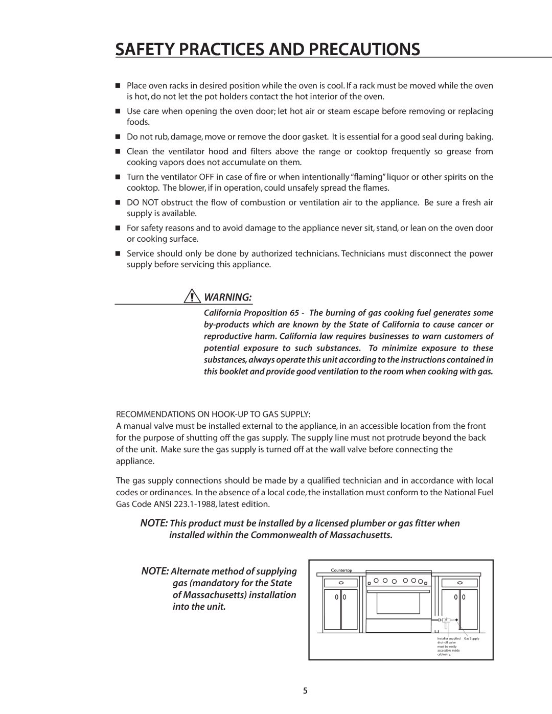 DCS RDS-305 manual Safety Practices And Precautions, Recommendations On Hook-Up To Gas Supply 