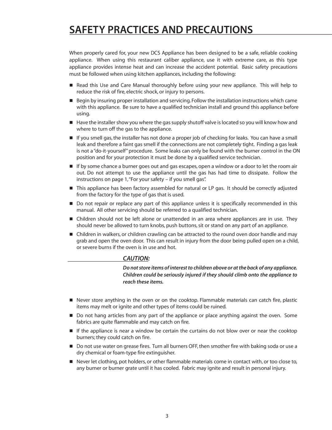 DCS RDS-366, RDS-364GD, RDS-484GG, RDS-486GD, RDS-485GD, RDS-364GL, RDS-486GL manual Safety Practices and Precautions 