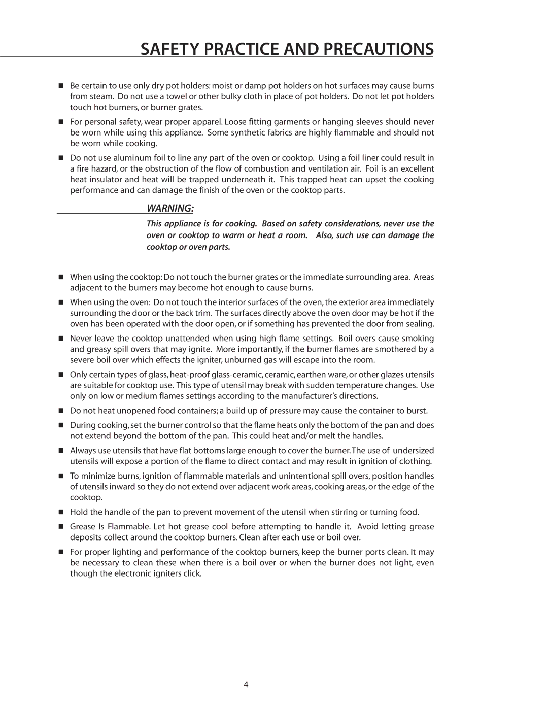 DCS RDS-364GL, RDS-364GD, RDS-484GG, RDS-486GD, RDS-485GD, RDS-366, RDS-486GL manual Safety Practice and Precautions 