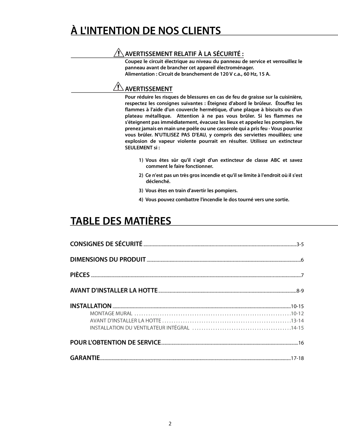 DCS RDS-364GD manual Table DES Matières, Avertissement Relatif À LA Sécurité 