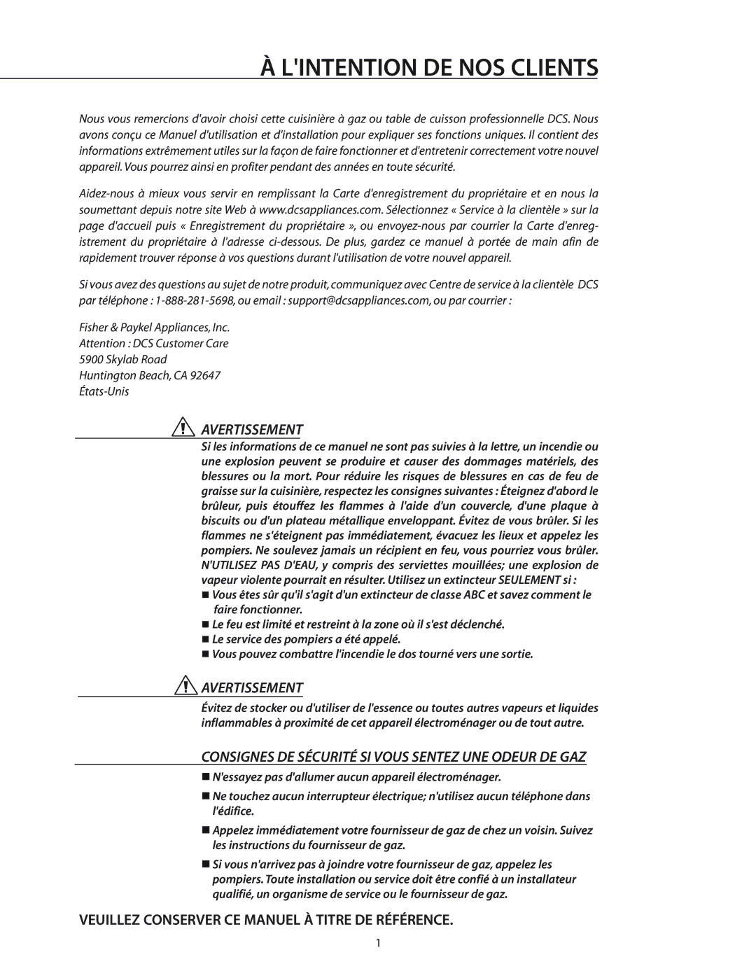 DCS RGS-486GD, RGS-486GL, RGS-484GG, CS-364GD Lintention DE NOS Clients, Veuillez Conserver CE Manuel À Titre DE Référence 