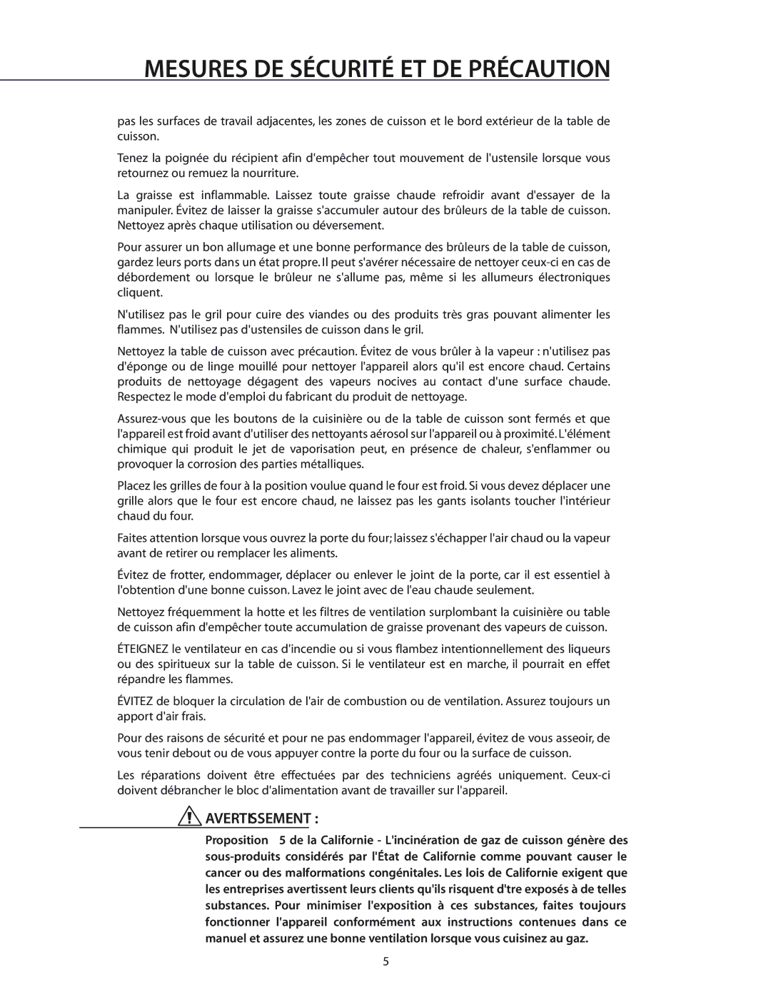 DCS RGS-305, RGS-486GL, RGS-484GG, CS-364GD, RGS-485GD, RGS-364GD, RGS-364GL, RGS-366 manual Mesures DE Sécurité ET DE Précaution 