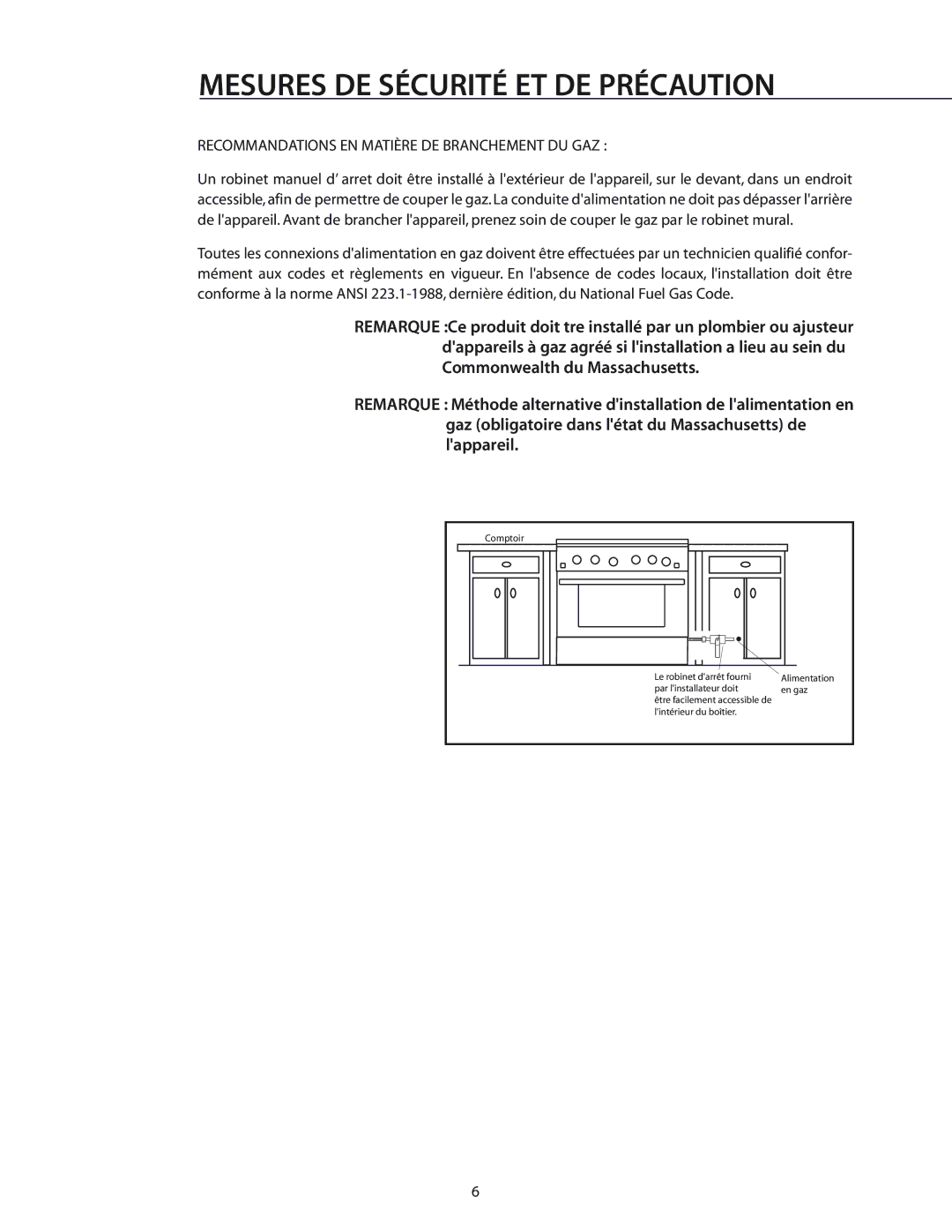 DCS RGS-485GD, RGS-486GL, RGS-484GG, CS-364GD, RGS-305, RGS-364GD, RGS-364GL Recommandations EN Matière DE Branchement DU GAZ 