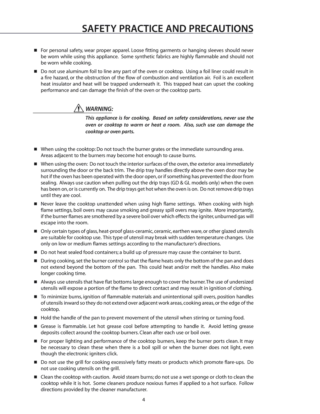 DCS RGS-364GD, RGS-486GL, RGS-484GG, CS-364GD, RGS-305, RGS-485GD, RGS-364GL, RGS-366, RGS-486GD Safety Practice and Precautions 