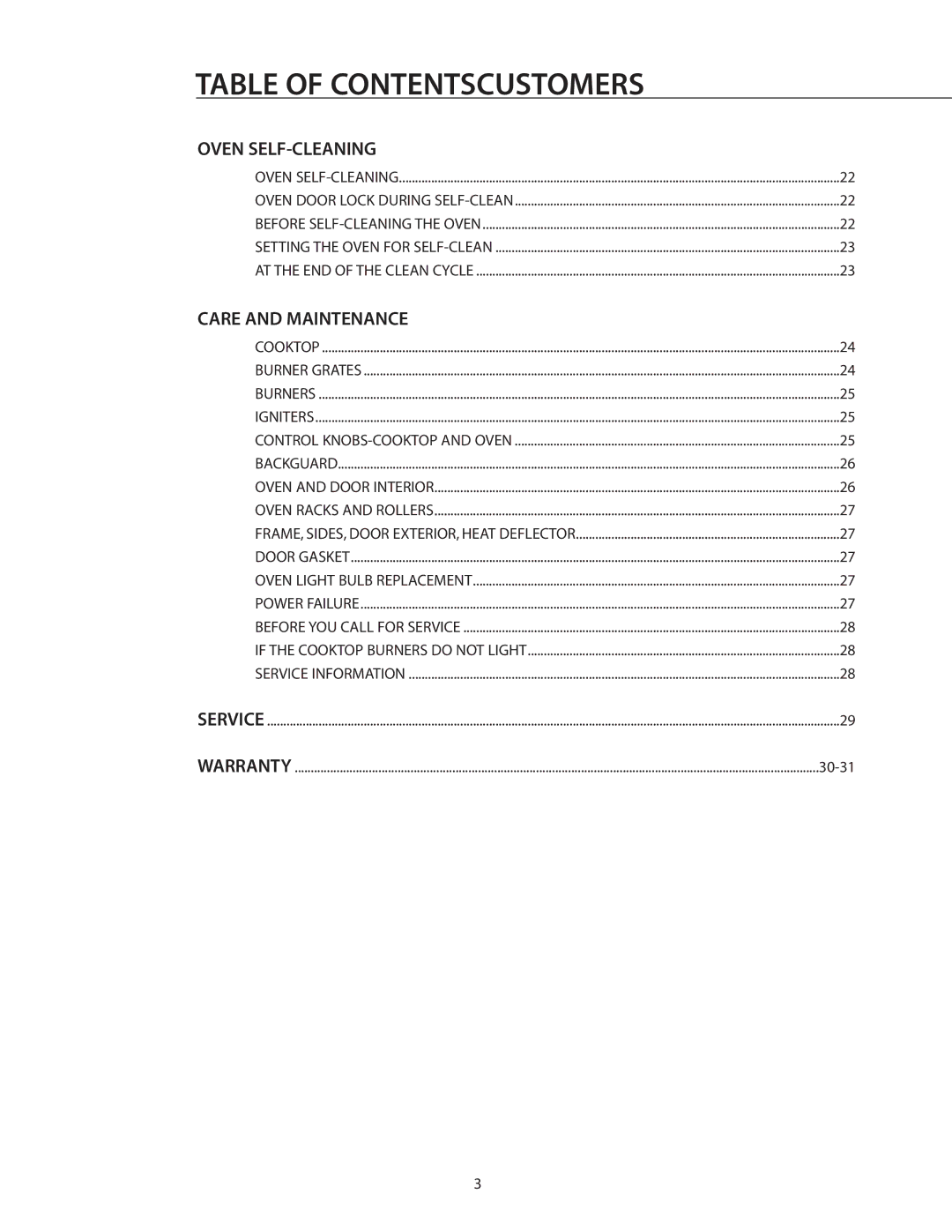 DCS RGSC-305WT, RGSC-305BK, RGSC-305SS manual Table of Contentscustomers 