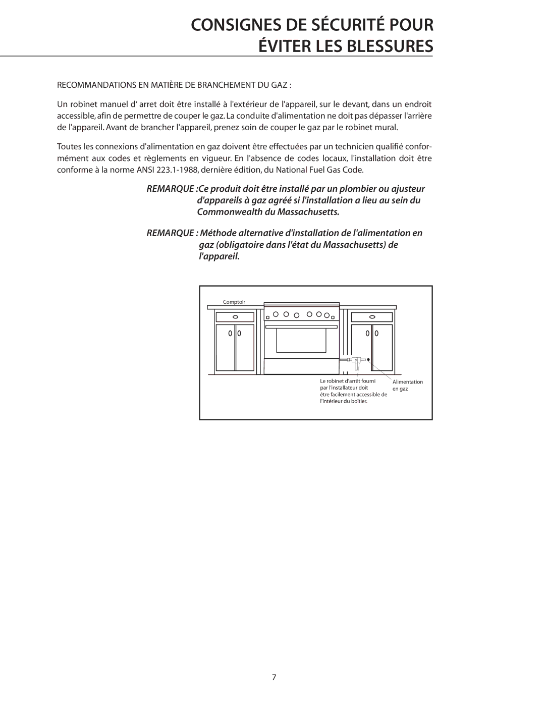 DCS RGSC-305WT, RGSC-305BK, RGSC-305SS manual Recommandations EN Matière DE Branchement DU GAZ 