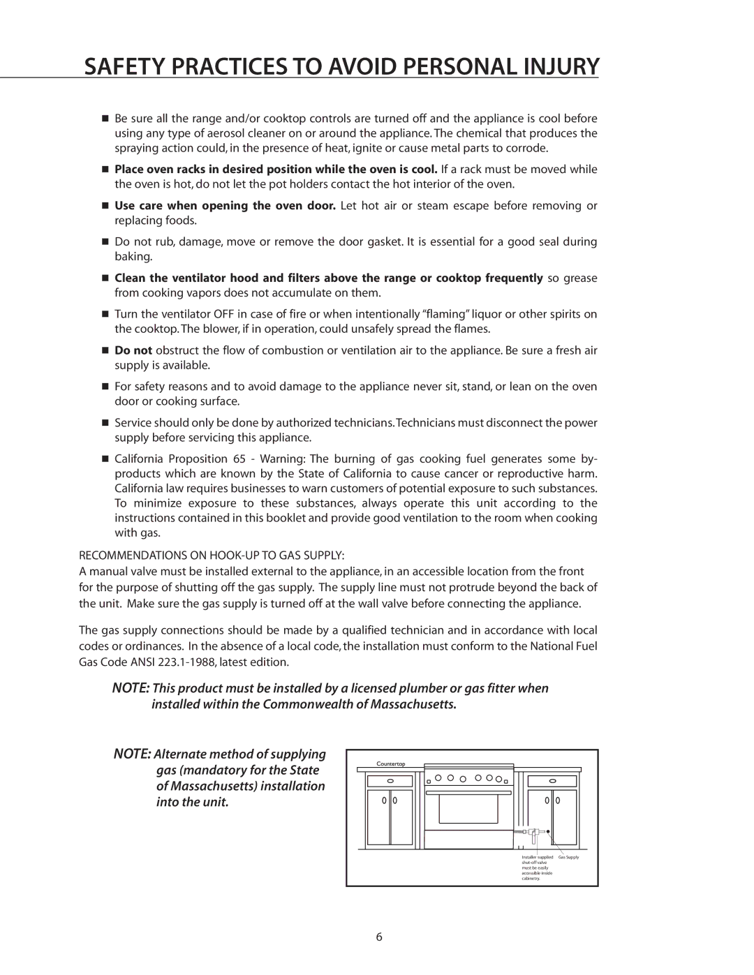 DCS RGSC-305WT, RGSC-305BK, RGSC-305SS manual Recommendations on HOOK-UP to GAS Supply 