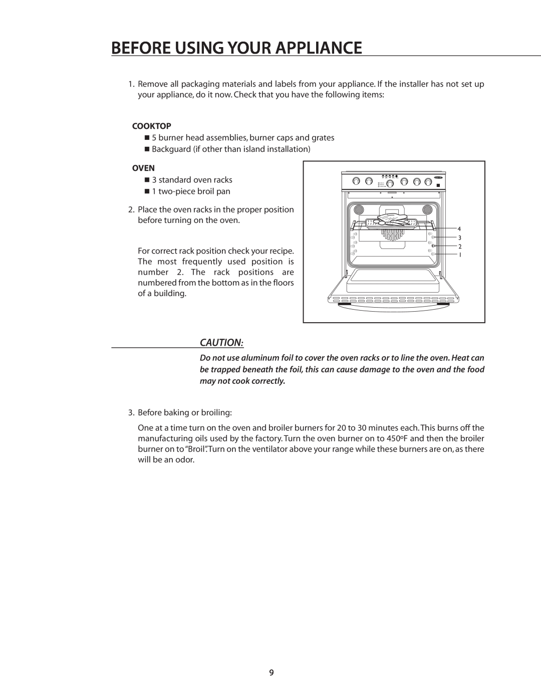 DCS RGSC-305WT, RGSC-305BK, RGSC-305SS manual Before Using Your Appliance, Cooktop, Oven 