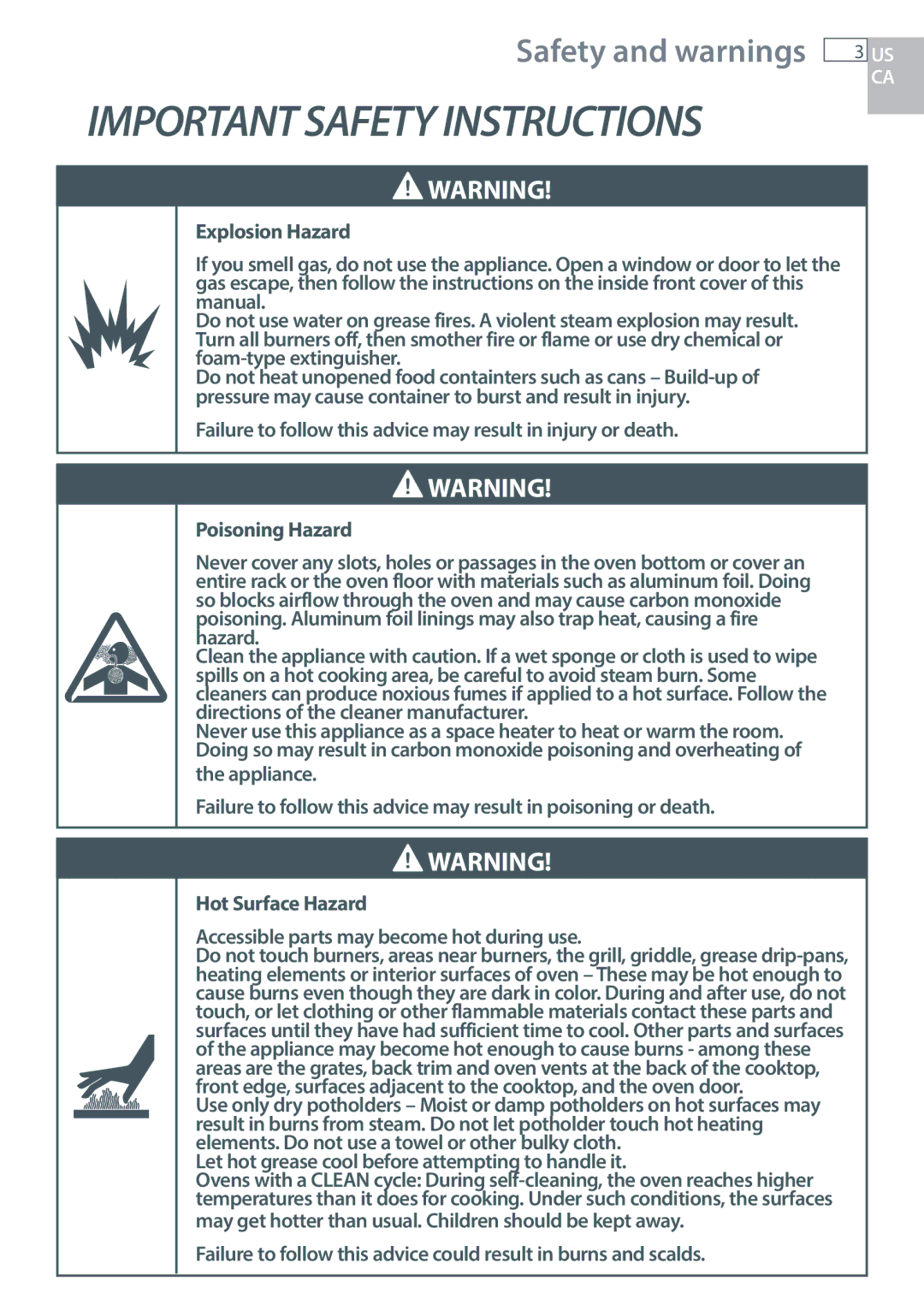 DCS RDU/RDV, RGUC/RGVC, RGY/RGV manual Important Safety Instructions 