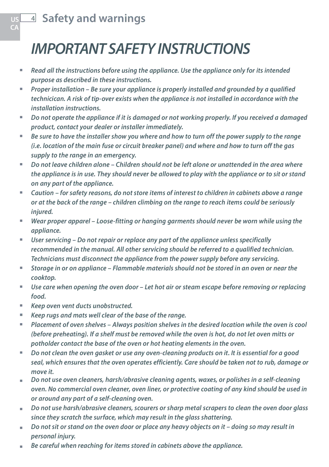 DCS RGUC/RGVC, RGY/RGV, RDU/RDV manual Important Safety Instructions 