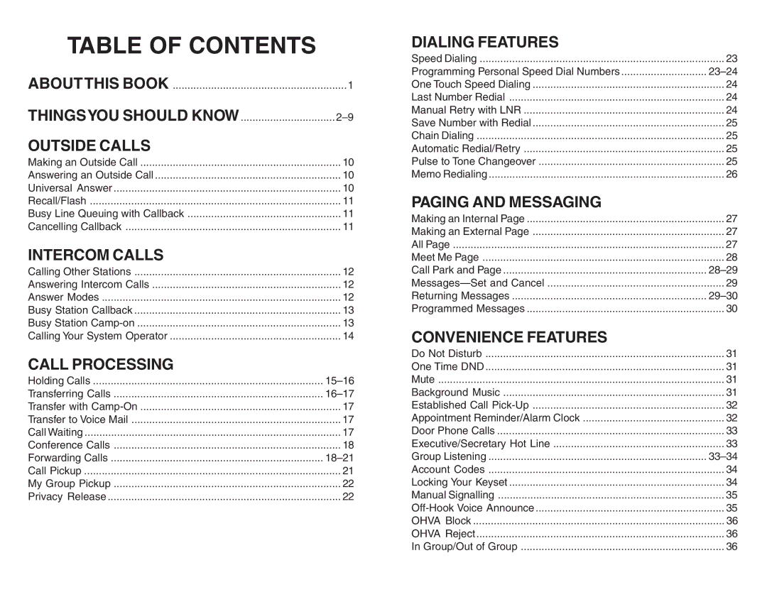 DCS 7B, STD 24B, LCD 24B, BASIC 12B, LCD 12B manual Table of Contents 