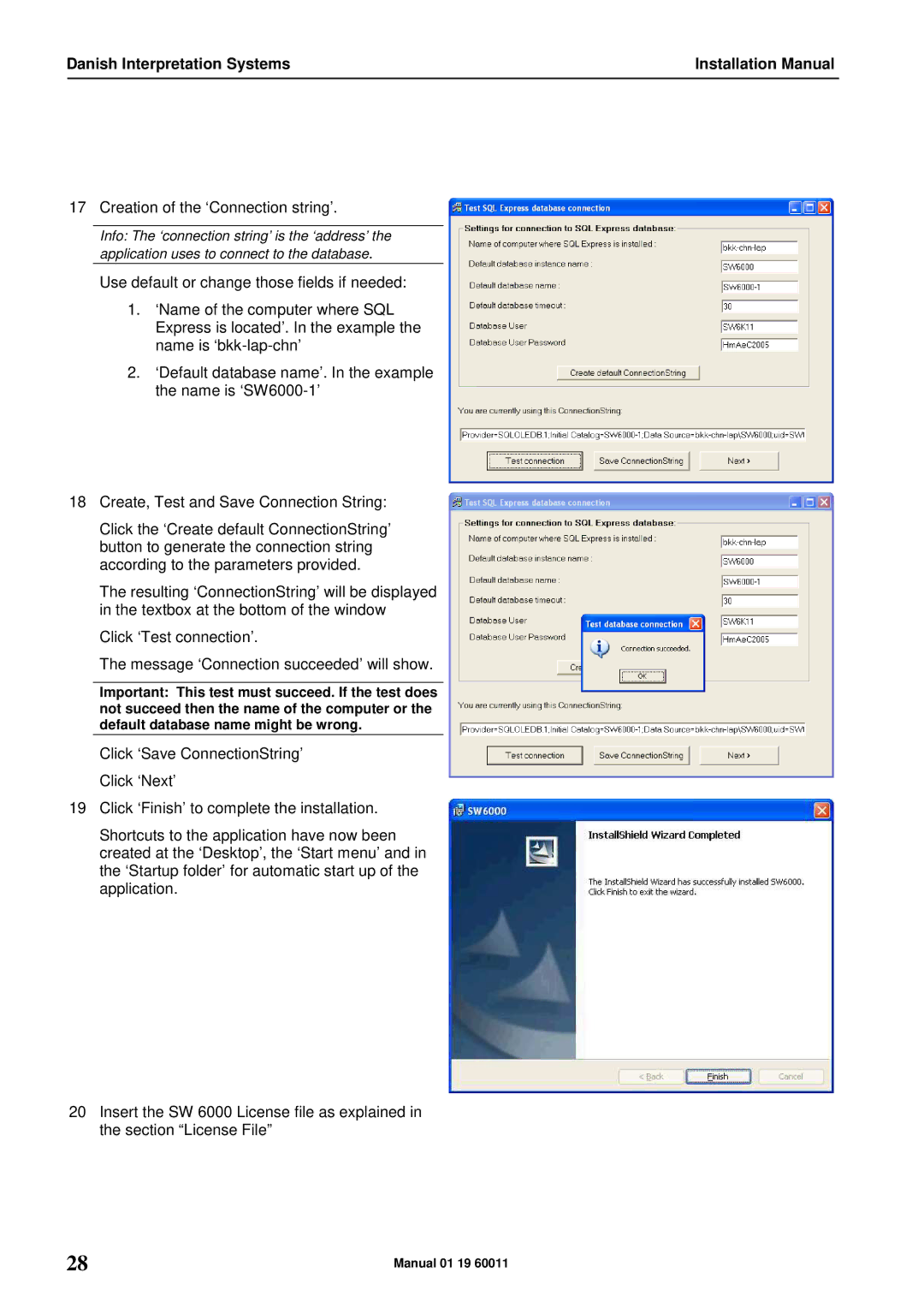 DCS SW 6000 installation manual Creation of the ‘Connection string’ 