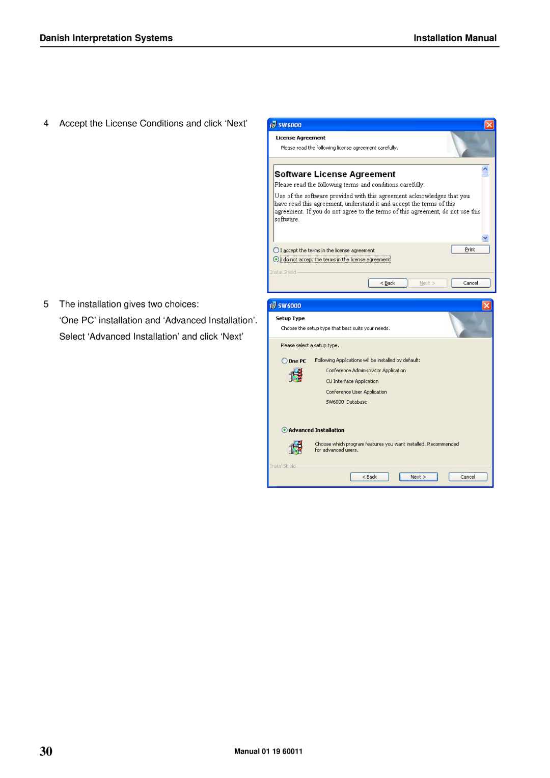 DCS SW 6000 installation manual Danish Interpretation Systems Installation Manual 