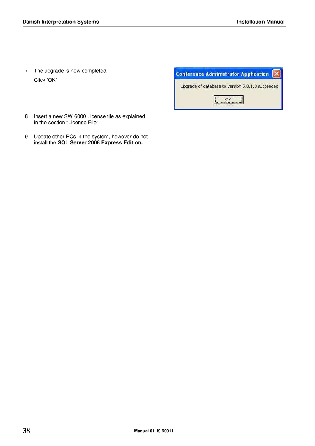 DCS SW 6000 installation manual Danish Interpretation Systems Installation Manual 