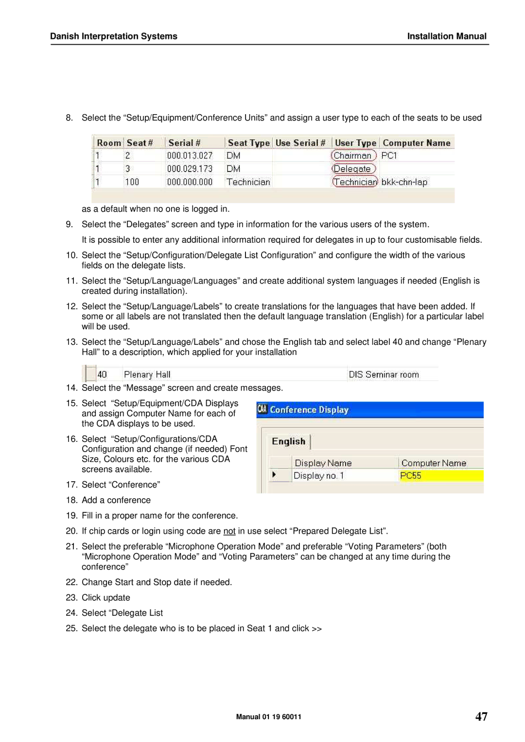 DCS SW 6000 installation manual Danish Interpretation Systems Installation Manual 