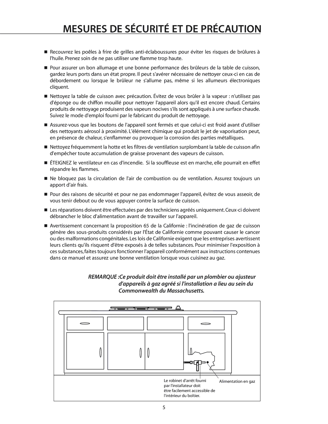 DCS CT-365SS, T-365BK installation manual Le robinet darrêt fourni 