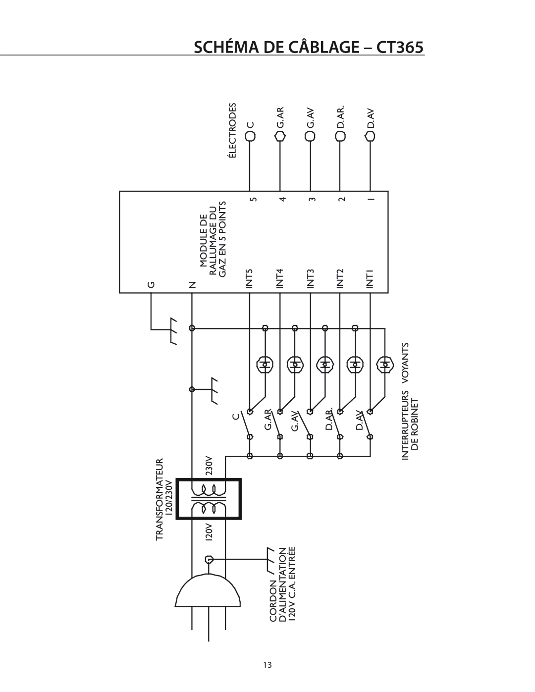 DCS CT-365SS, T-365BK installation manual Schéma DE Câblage CT365 