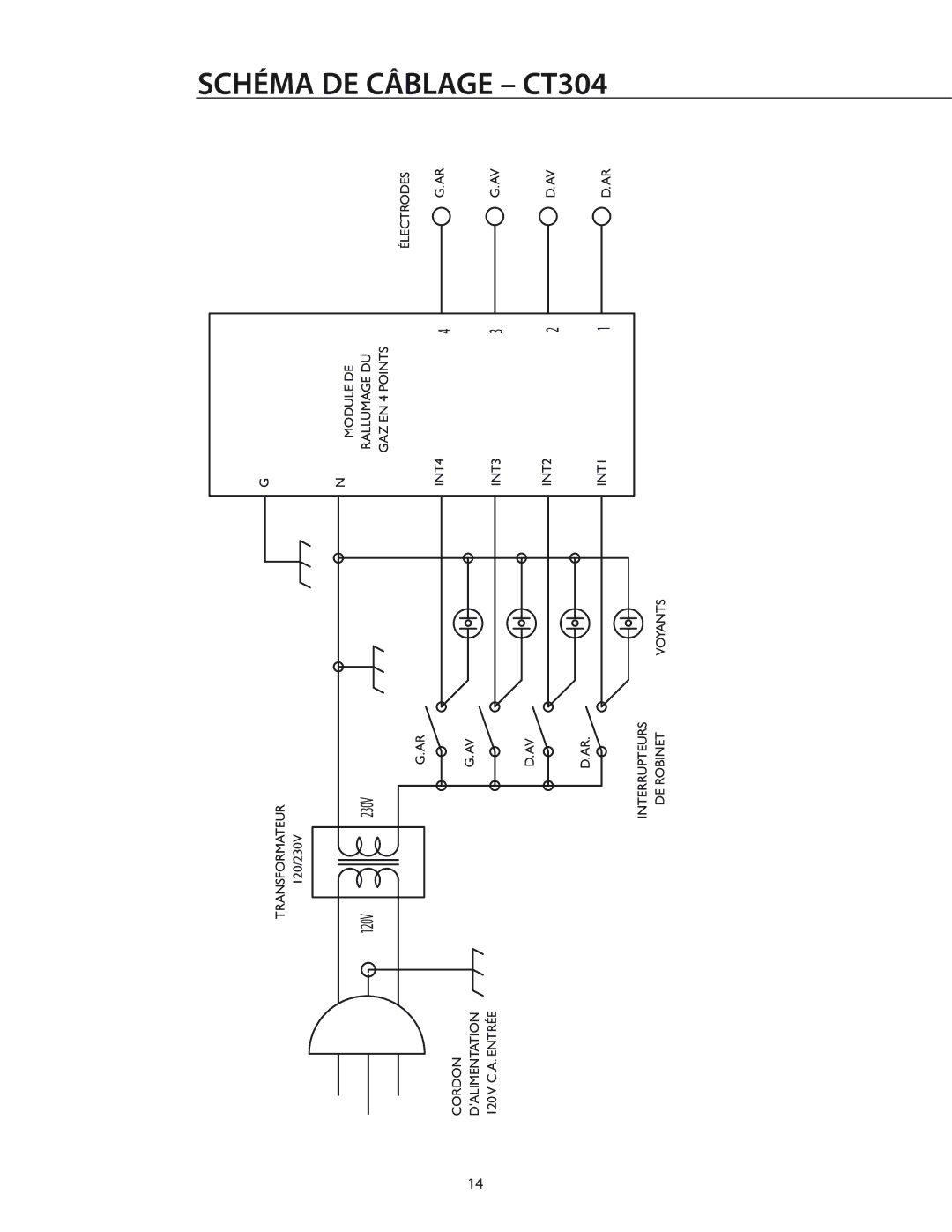 DCS T-365BK, CT-365SS installation manual Schéma DE Câblage CT304 