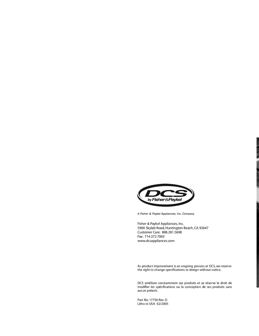 DCS T-365BK, CT-365SS installation manual 